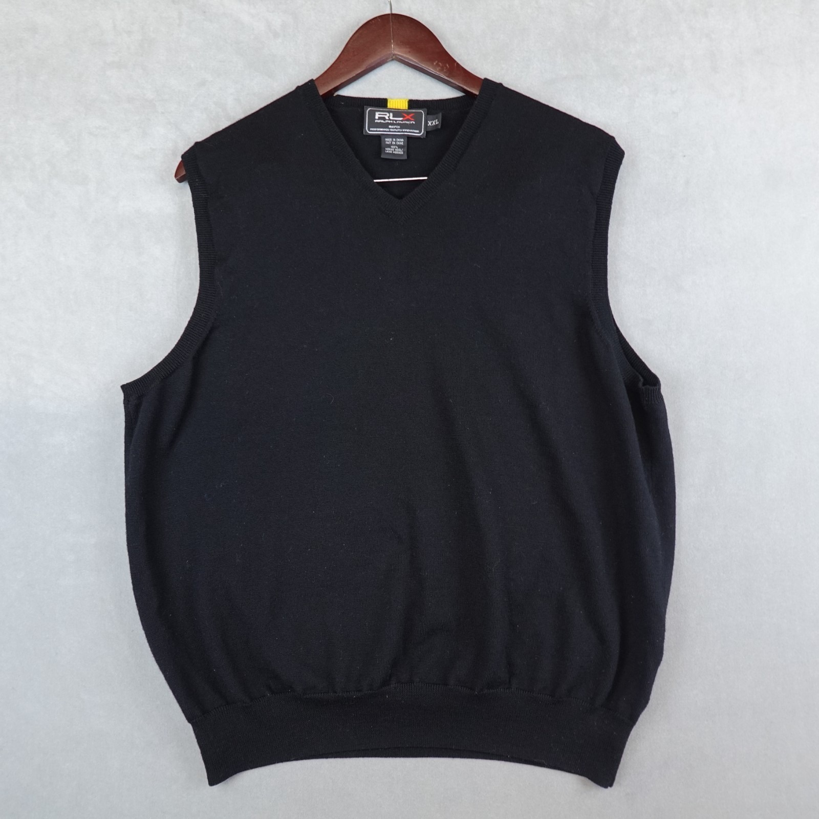 Rlx Ralph Lauren Golf Vest Activewear 100% Merino Wool Mens Xxl Black
